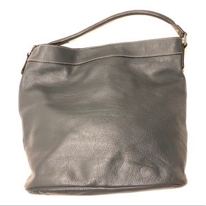 Long Champ Pebble Leather Gray/Blue Shoulder Bag